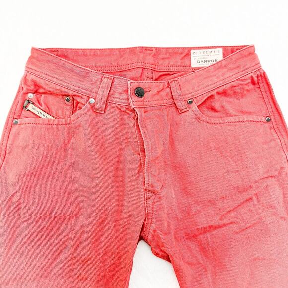 Diesel Darron Regular Slim Tapered Leg Denim Jeans Red Size 30 x 32 L - Picture 6 of 10